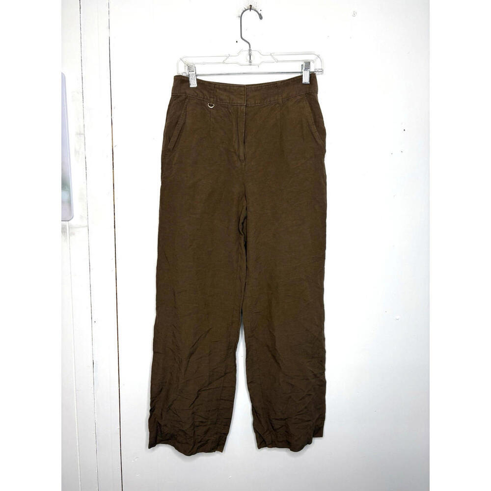 Loft Pants Womens 0 Linen Blend Coastal Beachy Wide Leg Modern Casual High Rise